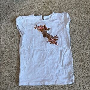 Kids White  giraffe Print T-Shirt